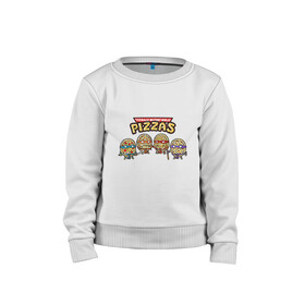 Детский свитшот хлопок с принтом Ninja Pizzas в Новосибирске, 100% хлопок | круглый вырез горловины, эластичные манжеты, пояс и воротник | donatello | leonardo | michelangelo | ninja | pizza | raphael | turtles | донателло | животные | карате | комикс | комиксы | леонардо | микеланджело | мультфильм | мутант | мутанты | ниндзя | пицца | рафаэль | сплинтер | супергерой