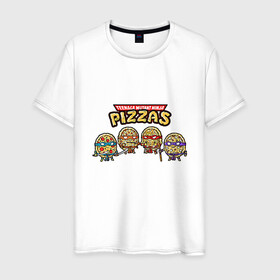 Мужская футболка хлопок с принтом Ninja Pizzas в Новосибирске, 100% хлопок | прямой крой, круглый вырез горловины, длина до линии бедер, слегка спущенное плечо. | donatello | leonardo | michelangelo | ninja | pizza | raphael | turtles | донателло | животные | карате | комикс | комиксы | леонардо | микеланджело | мультфильм | мутант | мутанты | ниндзя | пицца | рафаэль | сплинтер | супергерой