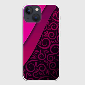 Чехол для iPhone 13 mini с принтом BUTTERFLY в Новосибирске,  |  | pink | абстракция | полосы | узор | фиолетовый