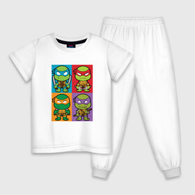 Детская пижама хлопок с принтом Ninja Turtles в Новосибирске, 100% хлопок |  брюки и футболка прямого кроя, без карманов, на брюках мягкая резинка на поясе и по низу штанин
 | Тематика изображения на принте: donatello | leonardo | michelangelo | ninja | pizza | raphael | turtles | донателло | животные | карате | комикс | комиксы | леонардо | микеланджело | мультфильм | мутант | мутанты | ниндзя | пицца | рафаэль | сплинтер | супергерой
