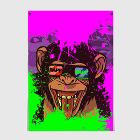 Постер с принтом 3D Neon Monkey в Новосибирске, 100% бумага
 | бумага, плотность 150 мг. Матовая, но за счет высокого коэффициента гладкости имеет небольшой блеск и дает на свету блики, но в отличии от глянцевой бумаги не покрыта лаком | 3d очки | bapy | brand | chimp | cool paint | fashion | hype beast | japan | neon | paint | trend | анаглиф | байп | байпи | брызги красок | бэйп | бэйпи | камуфляж | купающаяся обезьяна | мода | неон | тренд | хайп бист | хайповый бренд | ш