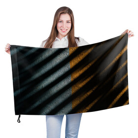 Флаг 3D с принтом SHADOW в Новосибирске, 100% полиэстер | плотность ткани — 95 г/м2, размер — 67 х 109 см. Принт наносится с одной стороны | shadow | наполовину | полосатое | тень