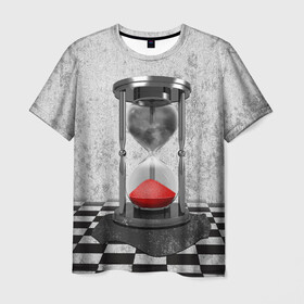 Мужская футболка 3D с принтом Часы Жизни в Новосибирске, 100% полиэфир | прямой крой, круглый вырез горловины, длина до линии бедер | clock | life | жизнь | песок | судьба | шахматы
