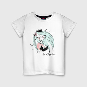 Детская футболка хлопок с принтом Милая Лола с корабликом в Новосибирске, 100% хлопок | круглый вырез горловины, полуприлегающий силуэт, длина до линии бедер | девушка | кораблик | лола | малышка | милашка | мультяшка | цветы | чайки