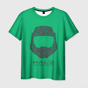 Мужская футболка 3D с принтом Хэйло грин в Новосибирске, 100% полиэфир | прямой крой, круглый вырез горловины, длина до линии бедер | game | games | halo | heilo | master chif | spartan | игра | игры | ковенант | ковенанты | мастер чиф | спартанец | хало | хейло | хэйло