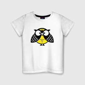 Детская футболка хлопок с принтом Удивленная сова в Новосибирске, 100% хлопок | круглый вырез горловины, полуприлегающий силуэт, длина до линии бедер | owl | owls | сова | совушка | совы | филин | фраза | юмор