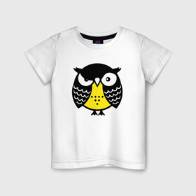 Детская футболка хлопок с принтом Сердитая сова в Новосибирске, 100% хлопок | круглый вырез горловины, полуприлегающий силуэт, длина до линии бедер | owl | owls | сова | совушка | совы | филин | фраза | юмор