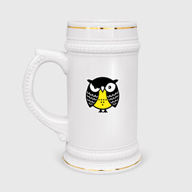 Кружка пивная с принтом Сердитая сова в Новосибирске,  керамика (Материал выдерживает высокую температуру, стоит избегать резкого перепада температур) |  объем 630 мл | Тематика изображения на принте: owl | owls | сова | совушка | совы | филин | фраза | юмор