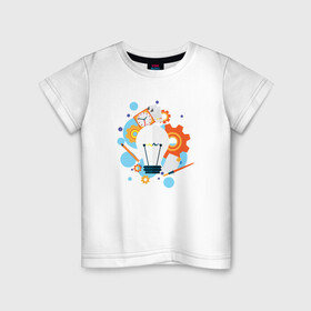 Детская футболка хлопок с принтом Наука в Новосибирске, 100% хлопок | круглый вырез горловины, полуприлегающий силуэт, длина до линии бедер | карандаш | кисть | лампочка | наука | рисунок | часы | шестеренки