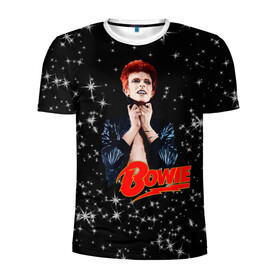 Мужская футболка 3D спортивная с принтом Starman в Новосибирске, 100% полиэстер с улучшенными характеристиками | приталенный силуэт, круглая горловина, широкие плечи, сужается к линии бедра | bowie | glamrock | retro | rocknroll | space | stars | звезды | космос