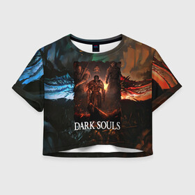 Женская футболка Crop-top 3D с принтом DARKSOULS ТЕМНЫЕ ДУШИ в Новосибирске, 100% полиэстер | круглая горловина, длина футболки до линии талии, рукава с отворотами | dark souls | darksouls | tegunvte | темные души