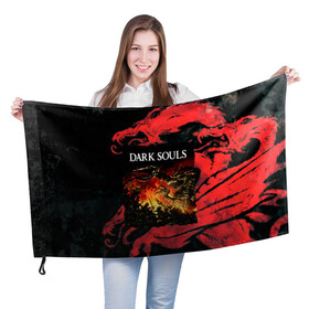 Флаг 3D с принтом DARKSOULS | DRAGON AGE в Новосибирске, 100% полиэстер | плотность ткани — 95 г/м2, размер — 67 х 109 см. Принт наносится с одной стороны | dark souls | darksouls | tegunvte | темные души