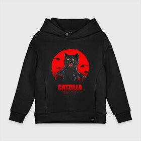 Детское худи Oversize хлопок с принтом КОТЗИЛЛА CATZILLA в Новосибирске, френч-терри — 70% хлопок, 30% полиэстер. Мягкий теплый начес внутри —100% хлопок | боковые карманы, эластичные манжеты и нижняя кромка, капюшон на магнитной кнопке | cat | cats | catzila | catzilla | godzila | godzilla | годзила | годзилла | кот | котзила | котик | кошка | кэтзилла | мимими | прикол | прикольная