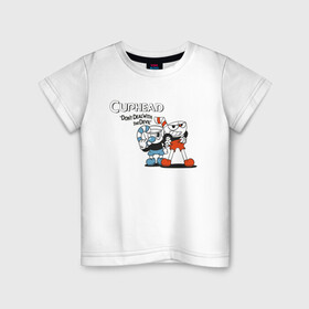 Детская футболка хлопок с принтом Cuphead в Новосибирске, 100% хлопок | круглый вырез горловины, полуприлегающий силуэт, длина до линии бедер | cuphead | game | illustration | mugman