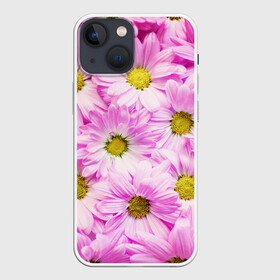 Чехол для iPhone 13 mini с принтом Цветы в Новосибирске,  |  | лето | маргаритки | розовый | фон | цветы