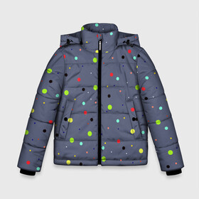 Зимняя куртка для мальчиков 3D с принтом Цветные шарики | Colored balls в Новосибирске, ткань верха — 100% полиэстер; подклад — 100% полиэстер, утеплитель — 100% полиэстер | длина ниже бедра, удлиненная спинка, воротник стойка и отстегивающийся капюшон. Есть боковые карманы с листочкой на кнопках, утяжки по низу изделия и внутренний карман на молнии. 

Предусмотрены светоотражающий принт на спинке, радужный светоотражающий элемент на пуллере молнии и на резинке для утяжки | circle | зеленый | красочный | круг | мяч | чернить