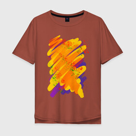 Мужская футболка хлопок Oversize с принтом Яркость красок в Новосибирске, 100% хлопок | свободный крой, круглый ворот, “спинка” длиннее передней части | art | orange | print | брызги | краски | принт | пятна | творчество | яркость