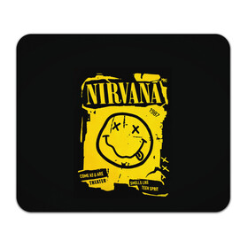 Коврик для мышки прямоугольный с принтом Nirvana 1987 в Новосибирске, натуральный каучук | размер 230 х 185 мм; запечатка лицевой стороны | album | curt | kobain | logo | music | nevermind | nirvana | rock | smells like | smile | teen spirit | альбом | гитара | курт кобейн | логотип | музыка | невермайнд | нирвана | рок | смайл | стикер