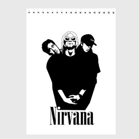 Скетчбук с принтом Nirvana Группа в Новосибирске, 100% бумага
 | 48 листов, плотность листов — 100 г/м2, плотность картонной обложки — 250 г/м2. Листы скреплены сверху удобной пружинной спиралью | album | curt | kobain | music | nevermind | nirvana | rock | smells like | teen spirit | альбом | гитара | курт кобейн | музыка | невермайнд | нирвана | рок