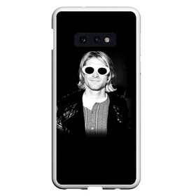 Чехол для Samsung S10E с принтом Курт Кобейн в Очках Nirvana в Новосибирске, Силикон | Область печати: задняя сторона чехла, без боковых панелей | album | curt | kobain | music | nevermind | nirvana | rock | smells like | teen spirit | альбом | гитара | курт кобейн | музыка | невермайнд | нирвана | рок