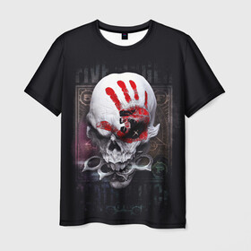 Мужская футболка 3D с принтом Damage Skull в Новосибирске, 100% полиэфир | прямой крой, круглый вырез горловины, длина до линии бедер | берсер | боевая расцветка | боевой клинч | бойня | война | дух войны | кастет | скелет | скелетон | череп | черепушка