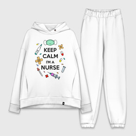 Женский костюм хлопок Oversize с принтом Keep Calm... Медсестра в Новосибирске,  |  | keep calm | nurse | врач | день медработника | день медсестры | медик | медицина | медработник | медсестра | прикол