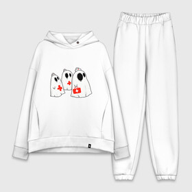 Женский костюм хлопок Oversize с принтом Ghost Nurses в Новосибирске,  |  | 12 мая | cartoon | doctor | ghost | merch | nurse | saving lives | spooky | арт | день медицинской сестры | доктор | интерн | интернатура | медсестра мерч | медсёстры | операционная сестра | приведение | призраки | рисунок