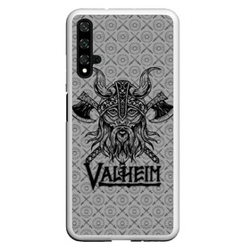 Чехол для Honor 20 с принтом Valheim Viking dark в Новосибирске, Силикон | Область печати: задняя сторона чехла, без боковых панелей | Тематика изображения на принте: fantasy | mmo | valheim | valve | валхейм | вальхейм | викинги | выживалка | игра | королевская битва | ммо | ролевая игра | фэнтази