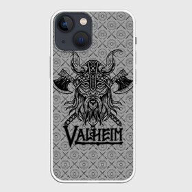 Чехол для iPhone 13 mini с принтом Valheim Viking dark в Новосибирске,  |  | fantasy | mmo | valheim | valve | валхейм | вальхейм | викинги | выживалка | игра | королевская битва | ммо | ролевая игра | фэнтази