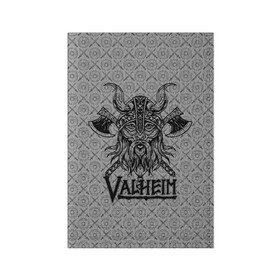 Обложка для паспорта матовая кожа с принтом Valheim Viking dark в Новосибирске, натуральная матовая кожа | размер 19,3 х 13,7 см; прозрачные пластиковые крепления | Тематика изображения на принте: fantasy | mmo | valheim | valve | валхейм | вальхейм | викинги | выживалка | игра | королевская битва | ммо | ролевая игра | фэнтази