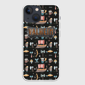 Чехол для iPhone 13 mini с принтом Valheim викинги паттерн в Новосибирске,  |  | fantasy | mmo | valheim | valve | валхейм | вальхейм | викинги | выживалка | игра | королевская битва | ммо | ролевая игра | фэнтази