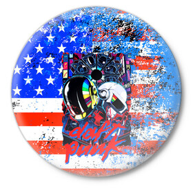 Значок с принтом Daft Punk american dream в Новосибирске,  металл | круглая форма, металлическая застежка в виде булавки | by craig drake | daft punk | madeinkipish | thomas bangalter | дафт панк | маски | тома и ги мануэль