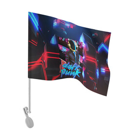 Флаг для автомобиля с принтом daft punk neon rock в Новосибирске, 100% полиэстер | Размер: 30*21 см | by craig drake | daft punk | madeinkipish | thomas bangalter | дафт панк | маски | тома и ги мануэль