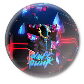 Значок с принтом daft punk neon rock в Новосибирске,  металл | круглая форма, металлическая застежка в виде булавки | by craig drake | daft punk | madeinkipish | thomas bangalter | дафт панк | маски | тома и ги мануэль