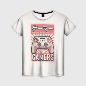 Женская футболка 3D с принтом Геймпад геймера Japan gamer в Новосибирске, 100% полиэфир ( синтетическое хлопкоподобное полотно) | прямой крой, круглый вырез горловины, длина до линии бедер | game | gamer | japan | джойстик | игрок | управление