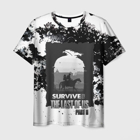 Мужская футболка 3D с принтом The Last of US SURVIVE в Новосибирске, 100% полиэфир | прямой крой, круглый вырез горловины, длина до линии бедер | ellie | game | joel | naughty dog | part 2 | the last of us | zombie | джоэл | зомби | одни из нас | элли