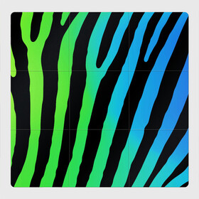 Магнитный плакат 3Х3 с принтом Радужная зебра в Новосибирске, Полимерный материал с магнитным слоем | 9 деталей размером 9*9 см | Тематика изображения на принте: градиент | животное | зебра | орнамент | полоски