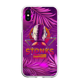 Чехол для iPhone XS Max матовый с принтом Fortnite Neon Stonks Meme в Новосибирске, Силикон | Область печати: задняя сторона чехла, без боковых панелей | 1 апреля | bald | businessman | game | gamer | meme man | retrowave | stocks | stonks skin | бизнесмем | бизнесмен | закат | игра | инвестируй | лысый | мем | неон | неоновая графика | неоновые джунгли | покупай | продавай | ретровейв