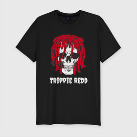 Мужская футболка хлопок Slim с принтом TRIPPIE REDD в Новосибирске, 92% хлопок, 8% лайкра | приталенный силуэт, круглый вырез ворота, длина до линии бедра, короткий рукав | 1400 | big | rap | red | redd | trippie | ред | редд | рэд | рэдд | триппи