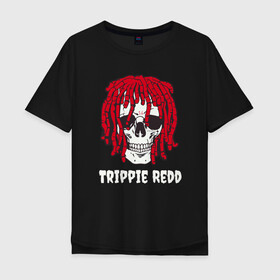 Мужская футболка хлопок Oversize с принтом TRIPPIE REDD в Новосибирске, 100% хлопок | свободный крой, круглый ворот, “спинка” длиннее передней части | Тематика изображения на принте: 1400 | big | rap | red | redd | trippie | ред | редд | рэд | рэдд | триппи