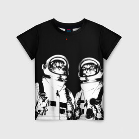 Детская футболка 3D с принтом Коты Космонавты в Новосибирске, 100% гипоаллергенный полиэфир | прямой крой, круглый вырез горловины, длина до линии бедер, чуть спущенное плечо, ткань немного тянется | 12 | 1961 | astronaut | cat | gagarin | mars | nasa | space | spacex | sssr | yuri | апрель | астронавт | гагарин | день | земля | космонавт | космонавтика | космос | кот | коты | кошка | лазер | луна | марс | наса | планета | поехали | полё