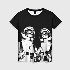 Женская футболка 3D с принтом Коты Космонавты в Новосибирске, 100% полиэфир ( синтетическое хлопкоподобное полотно) | прямой крой, круглый вырез горловины, длина до линии бедер | 12 | 1961 | astronaut | cat | gagarin | mars | nasa | space | spacex | sssr | yuri | апрель | астронавт | гагарин | день | земля | космонавт | космонавтика | космос | кот | коты | кошка | лазер | луна | марс | наса | планета | поехали | полё