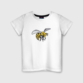 Детская футболка хлопок с принтом Грозная Пчела в Новосибирске, 100% хлопок | круглый вырез горловины, полуприлегающий силуэт, длина до линии бедер | грозная пчела | злая пчела | насекомое | пчела | пчела воин | рисунок