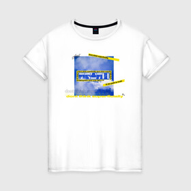 Женская футболка хлопок с принтом truth collection 2021(white) в Новосибирске, 100% хлопок | прямой крой, круглый вырез горловины, длина до линии бедер, слегка спущенное плечо | жёлтый | линии | линия | надпись | облака | скотч | цитата | эстетика