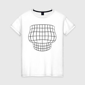 Женская футболка хлопок с принтом БОЛЬШАЯ ГРУДЬ ИЛЛЮЗИЯ в Новосибирске, 100% хлопок | прямой крой, круглый вырез горловины, длина до линии бедер, слегка спущенное плечо | big boobs | boobs | optical illusion | большая грудь | геометрия | иллюзия | обман