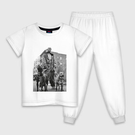 Детская пижама хлопок с принтом Рэпер DMX в Новосибирске, 100% хлопок |  брюки и футболка прямого кроя, без карманов, на брюках мягкая резинка на поясе и по низу штанин
 | Тематика изображения на принте: dmx | hip | hip hop | hop | music | rap | бультерьер | бурбуль | дмикс | дог | питбули | питбуль | реп | ротвейлер | рэп | собаки | хип хоп | черно белая фотография