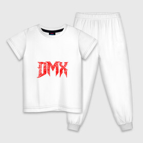 Детская пижама хлопок с принтом Рэпер DMX | логотип logo в Новосибирске, 100% хлопок |  брюки и футболка прямого кроя, без карманов, на брюках мягкая резинка на поясе и по низу штанин
 | Тематика изображения на принте: dmx | hip | hip hop | hop | music | rap | бультерьер | бурбуль | дмикс | дог | питбули | питбуль | реп | ротвейлер | рэп | собаки | хип хоп | черно белая фотография