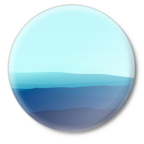 Значок с принтом Море в Новосибирске,  металл | круглая форма, металлическая застежка в виде булавки | Тематика изображения на принте: арт | вектор | векторный рисунок | геометрические фигуры | геометрия | линии | море | небо | оттенки синего | рисунок | синий