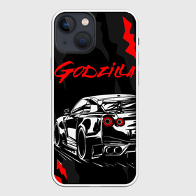 Чехол для iPhone 13 mini с принтом NISSAN GT R   GODZILLA в Новосибирске,  |  | auto | car | godzilla | gtr | nissan | nissan skyline | sport | авто | гетер | годзилла | гтр. | нисан | ниссан | ноут | скайлайн | спорт | царапины