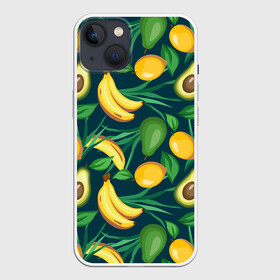 Чехол для iPhone 13 с принтом Фрукты в Новосибирске,  |  | Тематика изображения на принте: avokado | авокадо | бананы | лимоны | фрукты